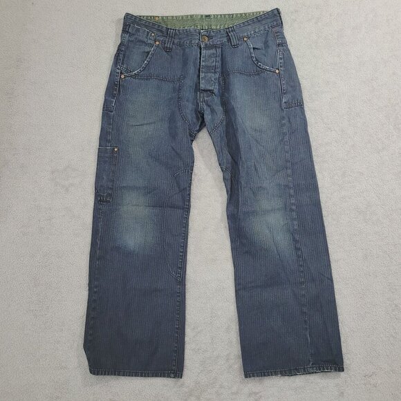 G-Star Mens 36x32 Low Loose Duty Carpenter Relaxed Jeans Blue Distressed - Picture 1 of 12